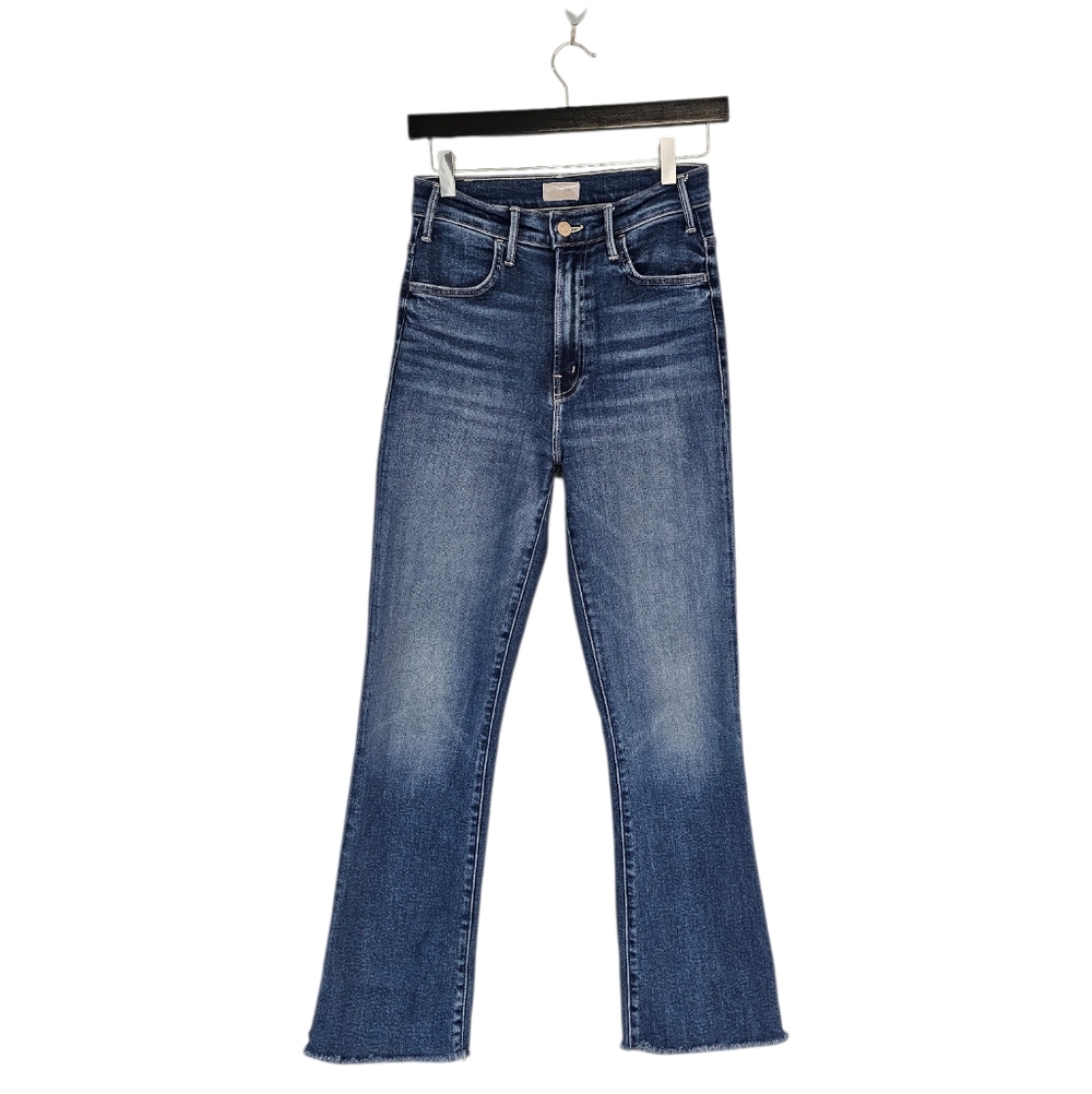 MOTHER The Hustler Ankle Fray Straight Leg High Rise Blue Jeans 25 Preowned